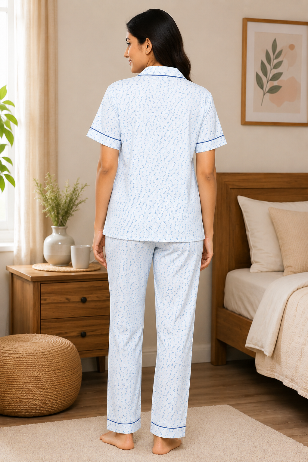 Women Night Suit | Women Sleepwear Set | Ladies Nightwear | Front Open Pyjama Set