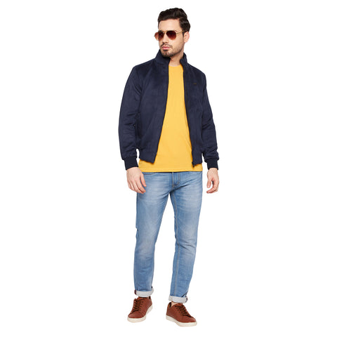 Men's Regular Fit Bomber Jacket For Winter Wear