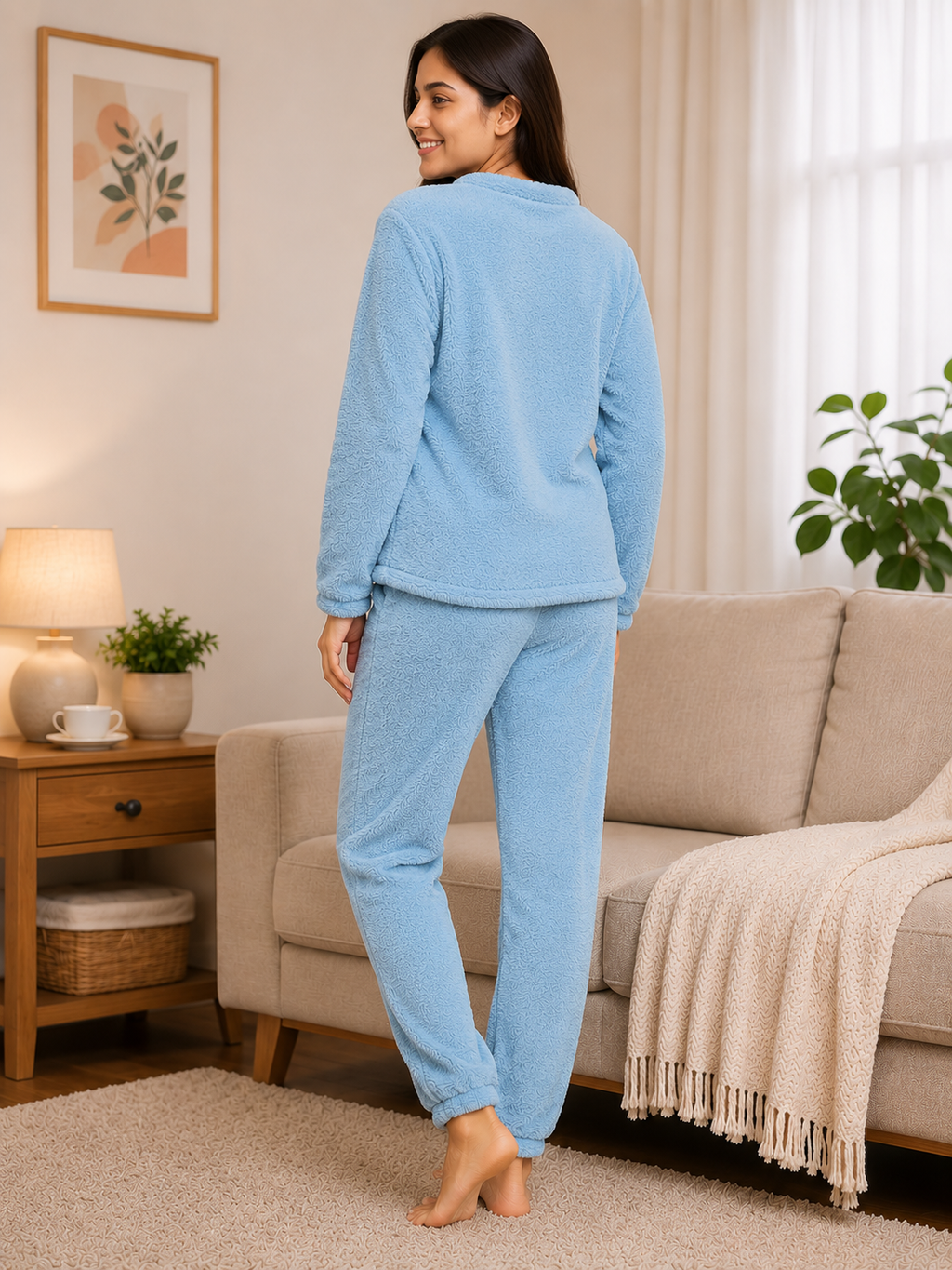 Camey Women Printed Winter Full Sleeve Top and Pajama Set