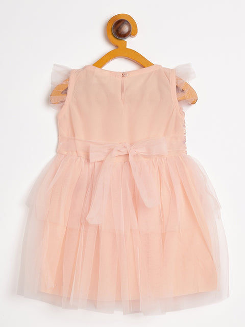 Peach Sequin Party Frock