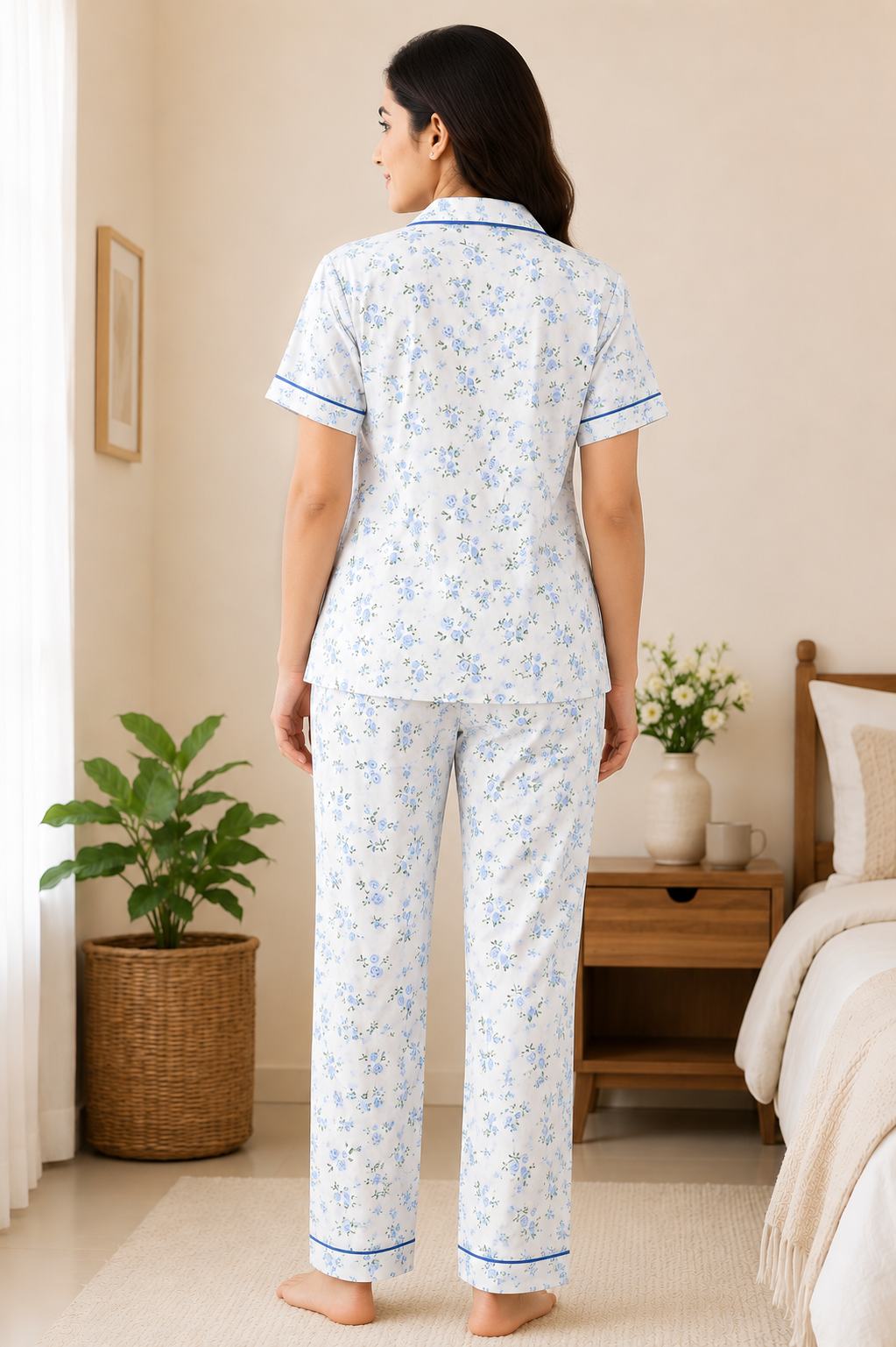 Women Night Suit | Women Sleepwear Set | Ladies Nightwear | Front Open Pyjama Set