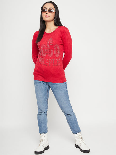 Women Woolen winter full sleeve coco stone print Round Neck top/Sweater