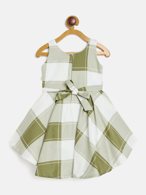 Girls Plaid Sleeveless Dress, Navy Blue ,Orange,Pink & Green Check Pattern, Flared Style