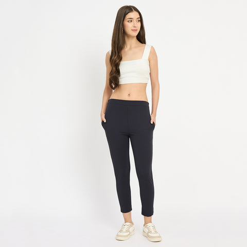 Women Narrow Pant, Navy Blue