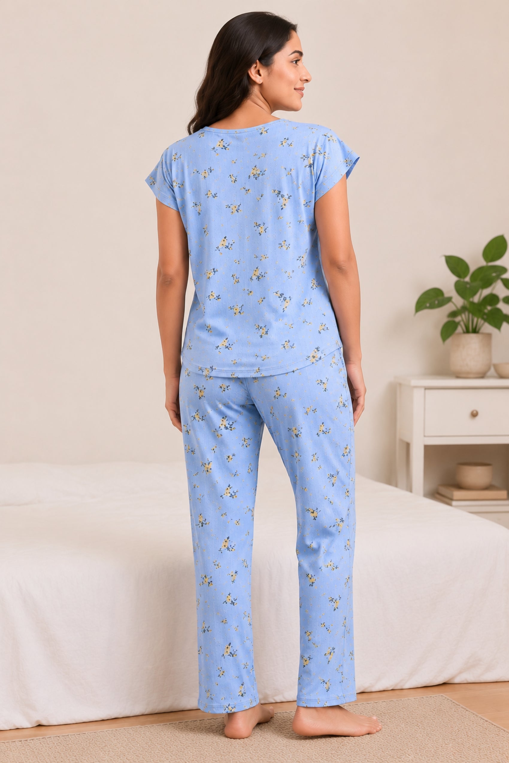 Women Night Suit Set | Soft & Breathable Sleepwear for Women | Half Sleeve Top with Full Length Pyjama