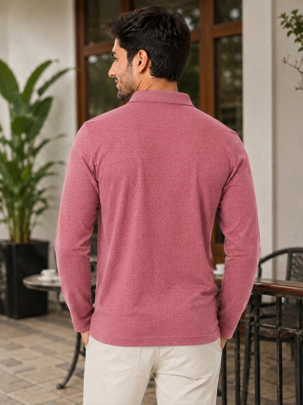 Camey Men's Printed Full Sleeve Polo T-Shirt For Men with Chest Pocket