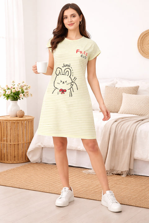 Women's short Nighty, Nightgown, Printed Pattern, Short Sleeve Sleep Dress