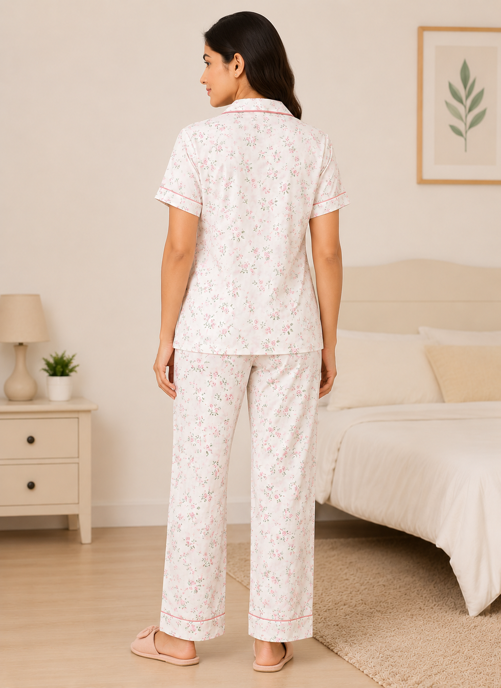 Women Night Suit | Women Sleepwear Set | Ladies Nightwear | Front Open Pyjama Set