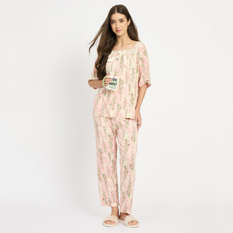 Women’s Floral Printed Night Suit Set
