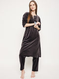 Women Woolen|Winter Corduroy Kurti & Pajama Set