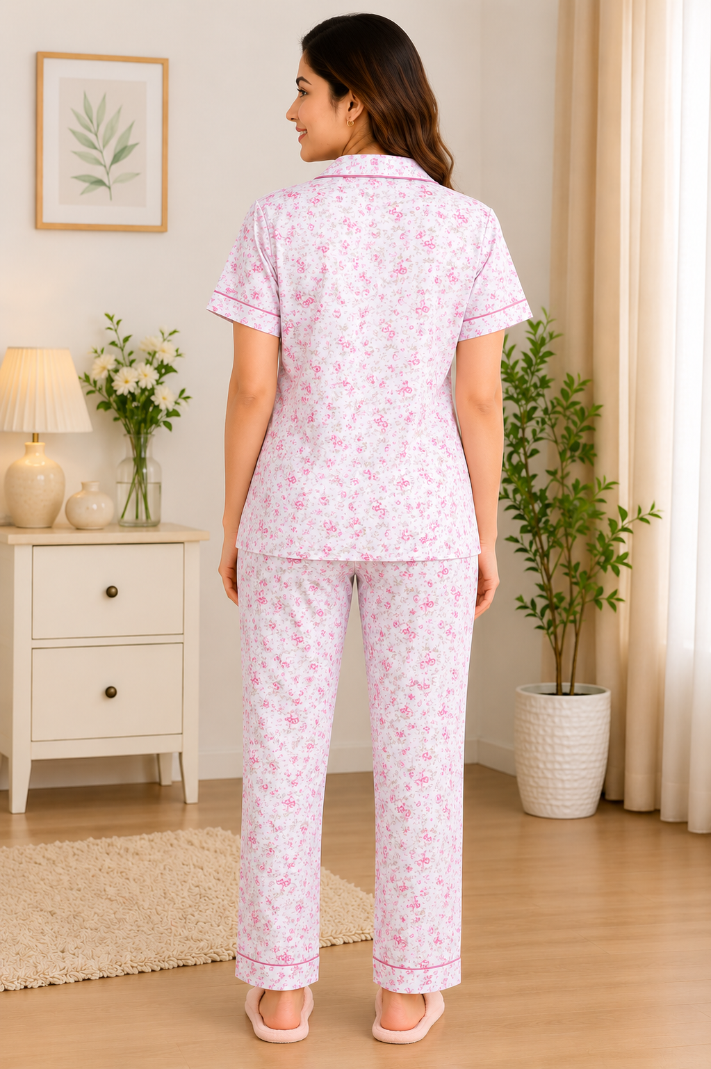 Women Night Suit | Women Sleepwear Set | Ladies Nightwear | Front Open Pyjama Set