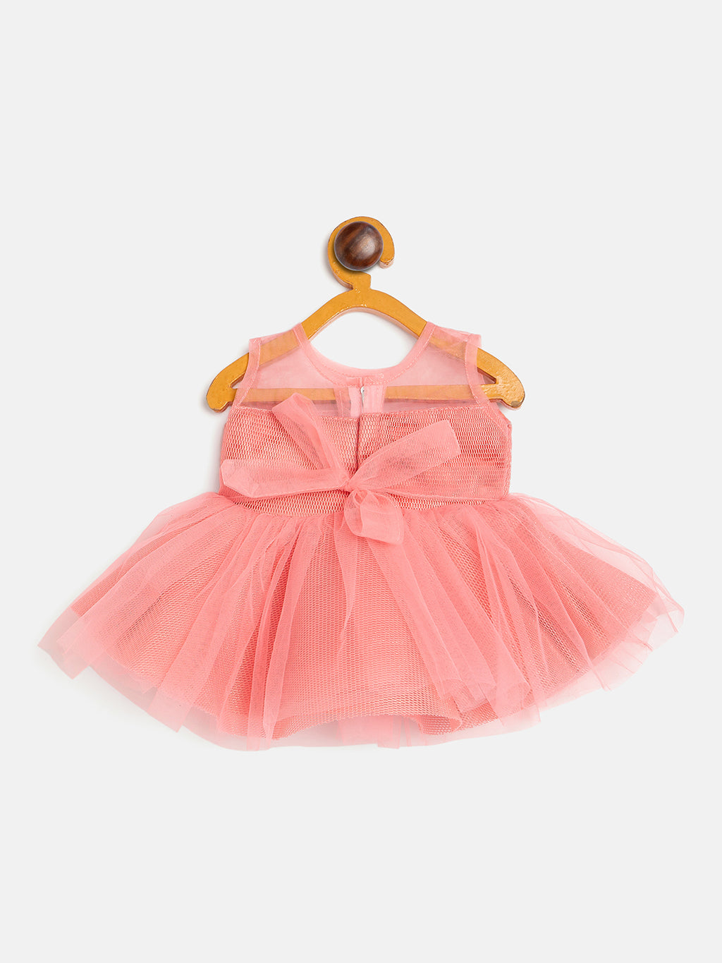 Baby Girl's Party Dress, Pink with Floral Appliques, Sleeveless