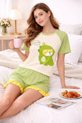 Women’s Shorts Nightwear Set | Printed T-Shirt & Shorts