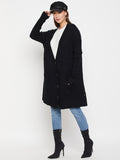 Women Woolen Buttoned V-Neck Stylish Party Winter Wear Coat Cardigan Sweater with 2 front pockets