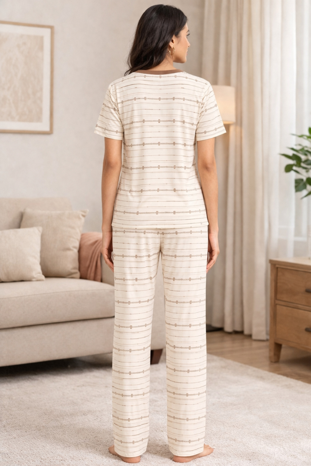 Women  Night Suit Set – Soft Printed Sleepwear with Half Sleeves & Full Length Pyjama