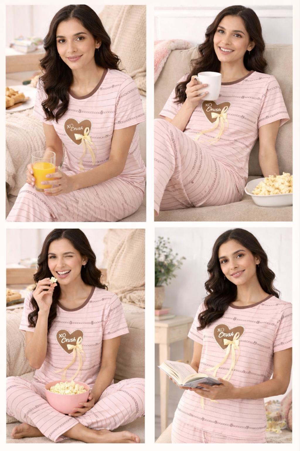 Women  Night Suit Set – Soft Printed Sleepwear with Half Sleeves & Full Length Pyjama