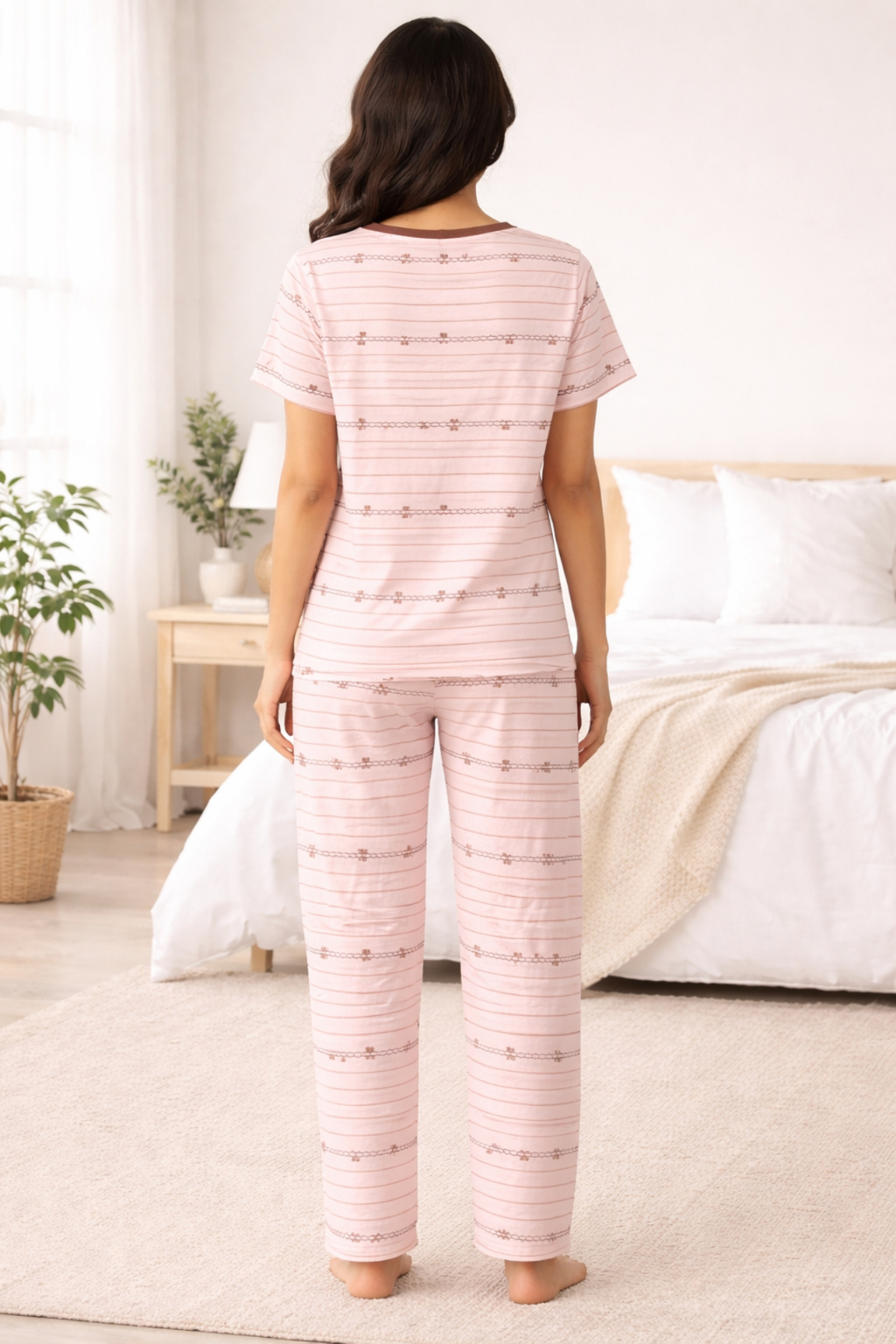 Women  Night Suit Set – Soft Printed Sleepwear with Half Sleeves & Full Length Pyjama