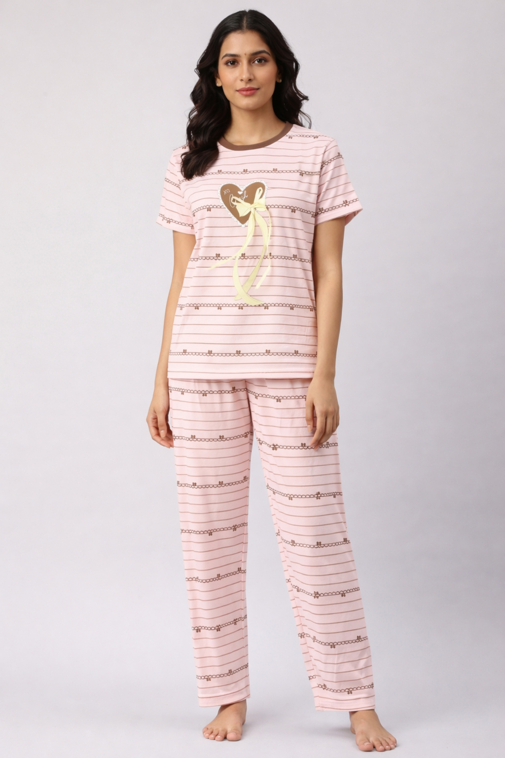 Women  Night Suit Set – Soft Printed Sleepwear with Half Sleeves & Full Length Pyjama
