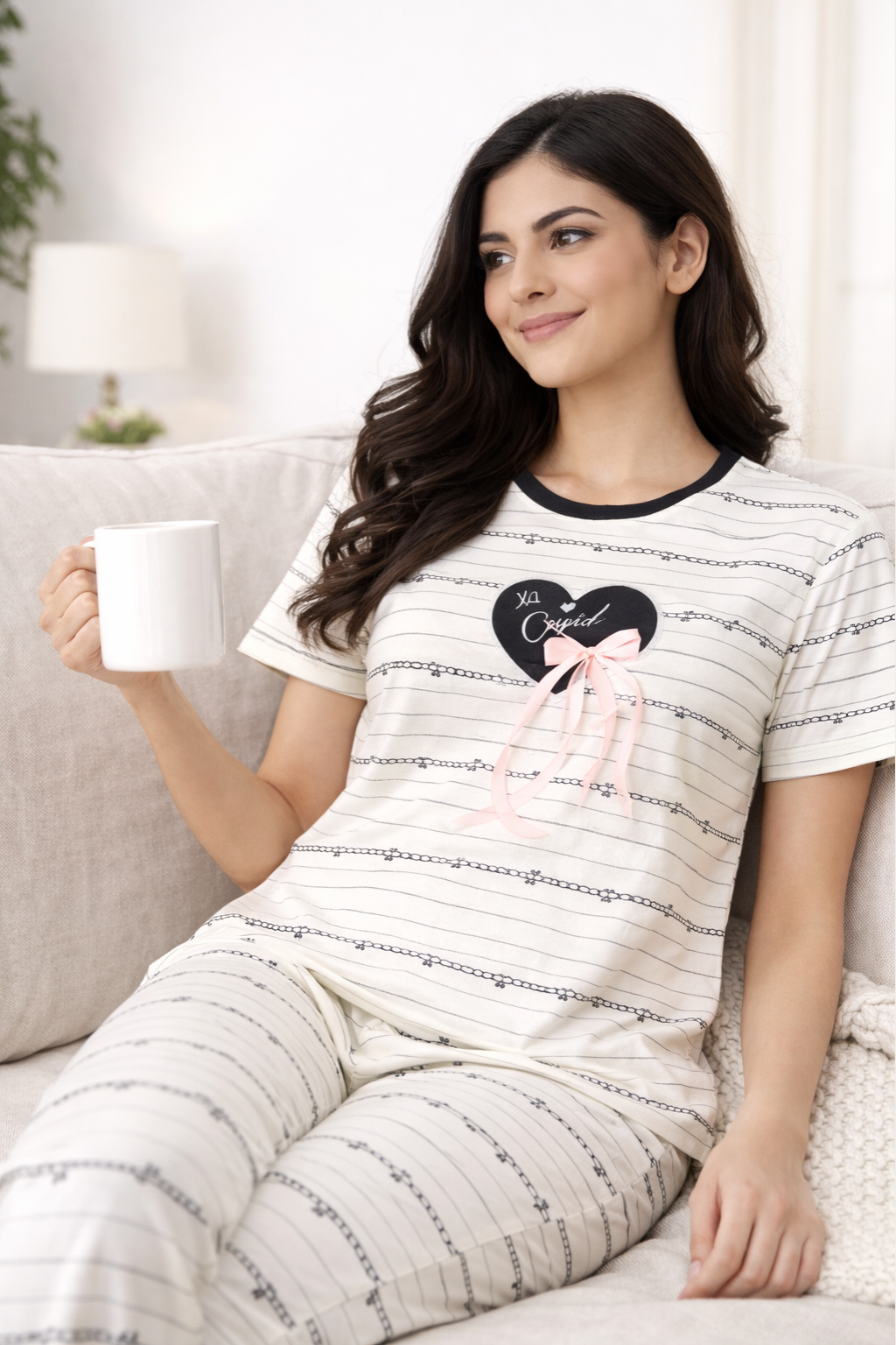 Women  Night Suit Set – Soft Printed Sleepwear with Half Sleeves & Full Length Pyjama