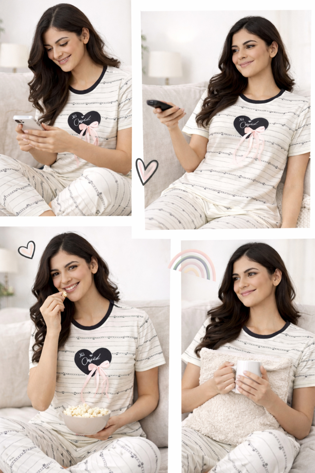 Women  Night Suit Set – Soft Printed Sleepwear with Half Sleeves & Full Length Pyjama