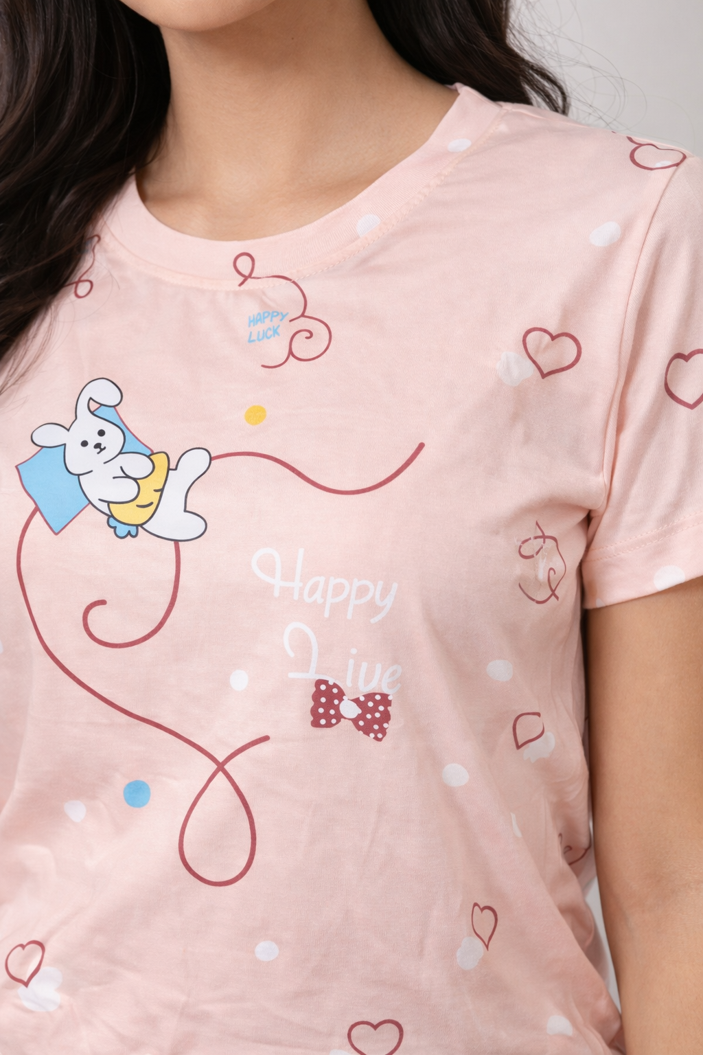 Women Viscose Pyjama Set Cute Prints Nightwear Soft Breathable Sleepwear Short Sleeve Top & Full Length Pajama Pants Lounge Set