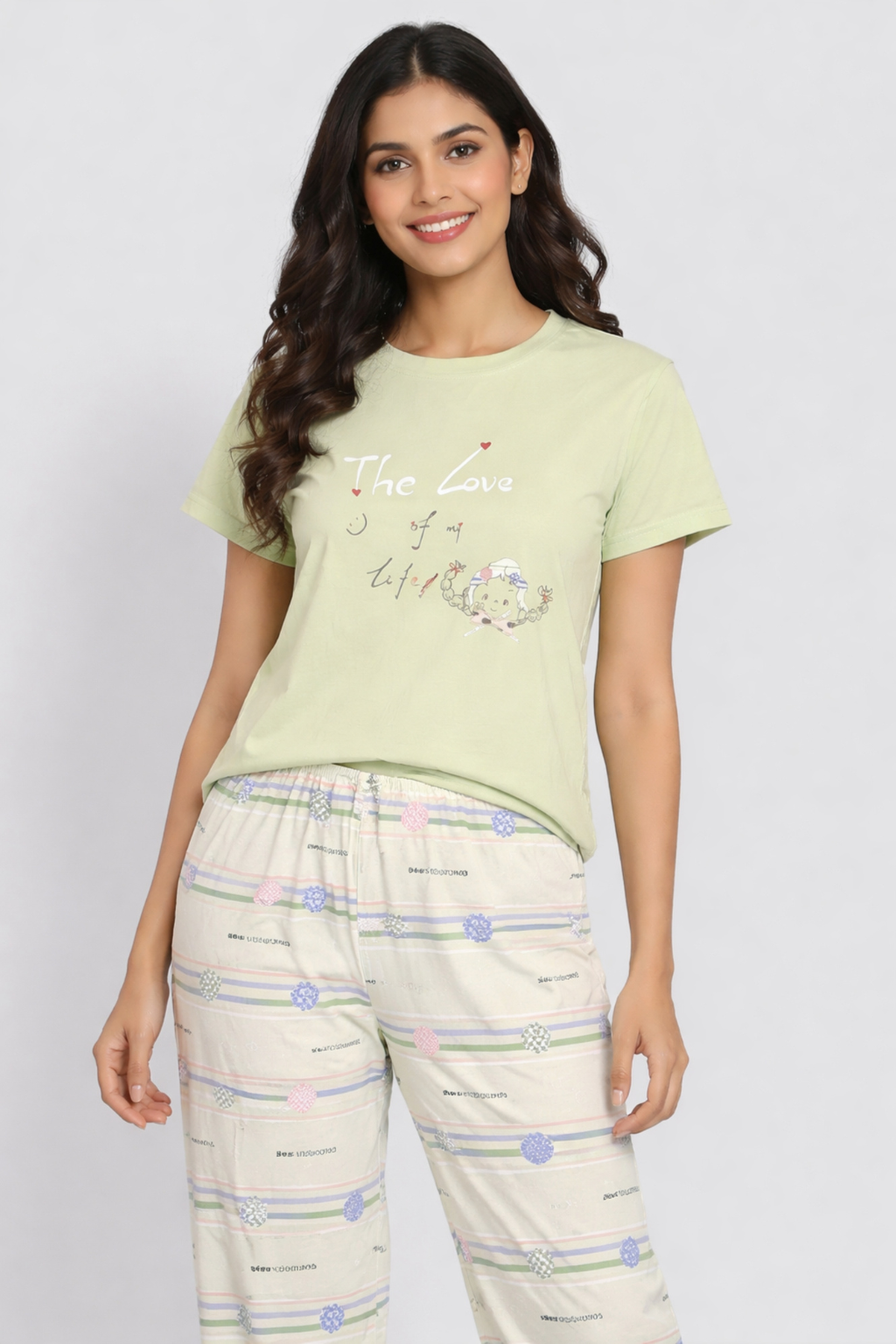 Women  Night Suit Set – Soft Printed Sleepwear with Half Sleeves & Full Length Pyjama