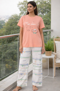 Women  Night Suit Set – Soft Printed Sleepwear with Half Sleeves & Full Length Pyjama