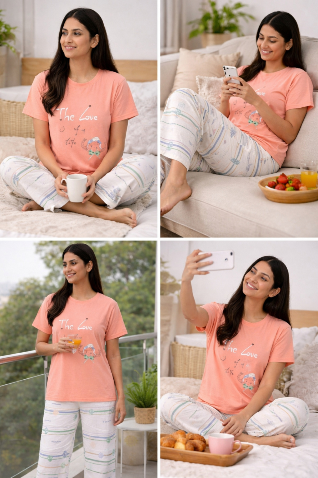 Women  Night Suit Set – Soft Printed Sleepwear with Half Sleeves & Full Length Pyjama