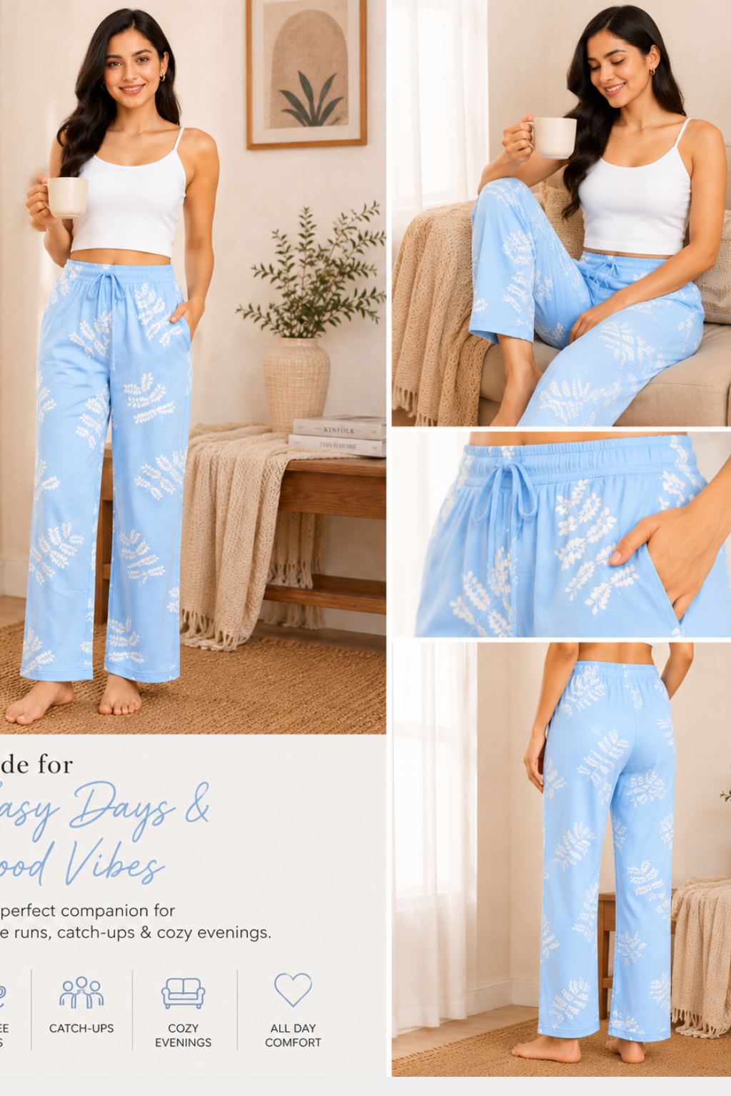 Camey Women's Printed Pyjama Pants, Lounge wear, Sleepwear