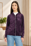 Women’s Floral Textured Zip-Up Hooded Sweatshirt
