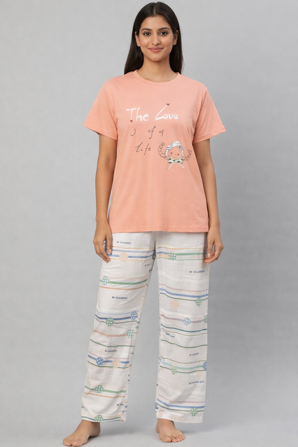 Women  Night Suit Set – Soft Printed Sleepwear with Half Sleeves & Full Length Pyjama