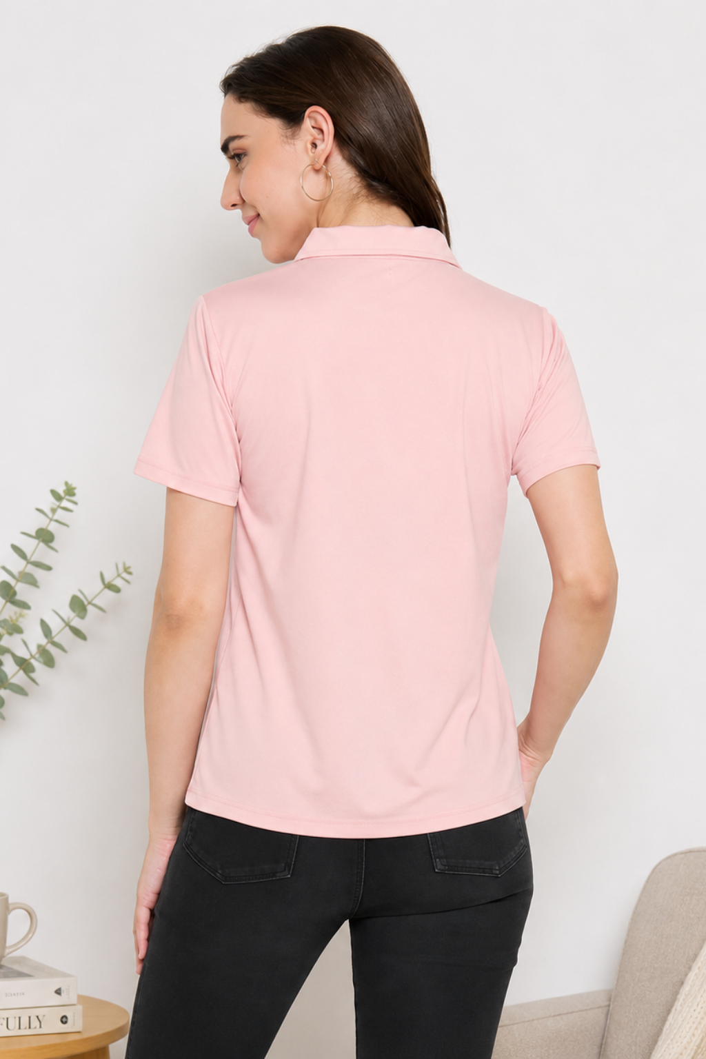 Camey Ladies Cotton T-Shirt – Cool & Stylish Daily Wear | Women Classic Short Sleeve Polo T-Shirt, Collared Neck