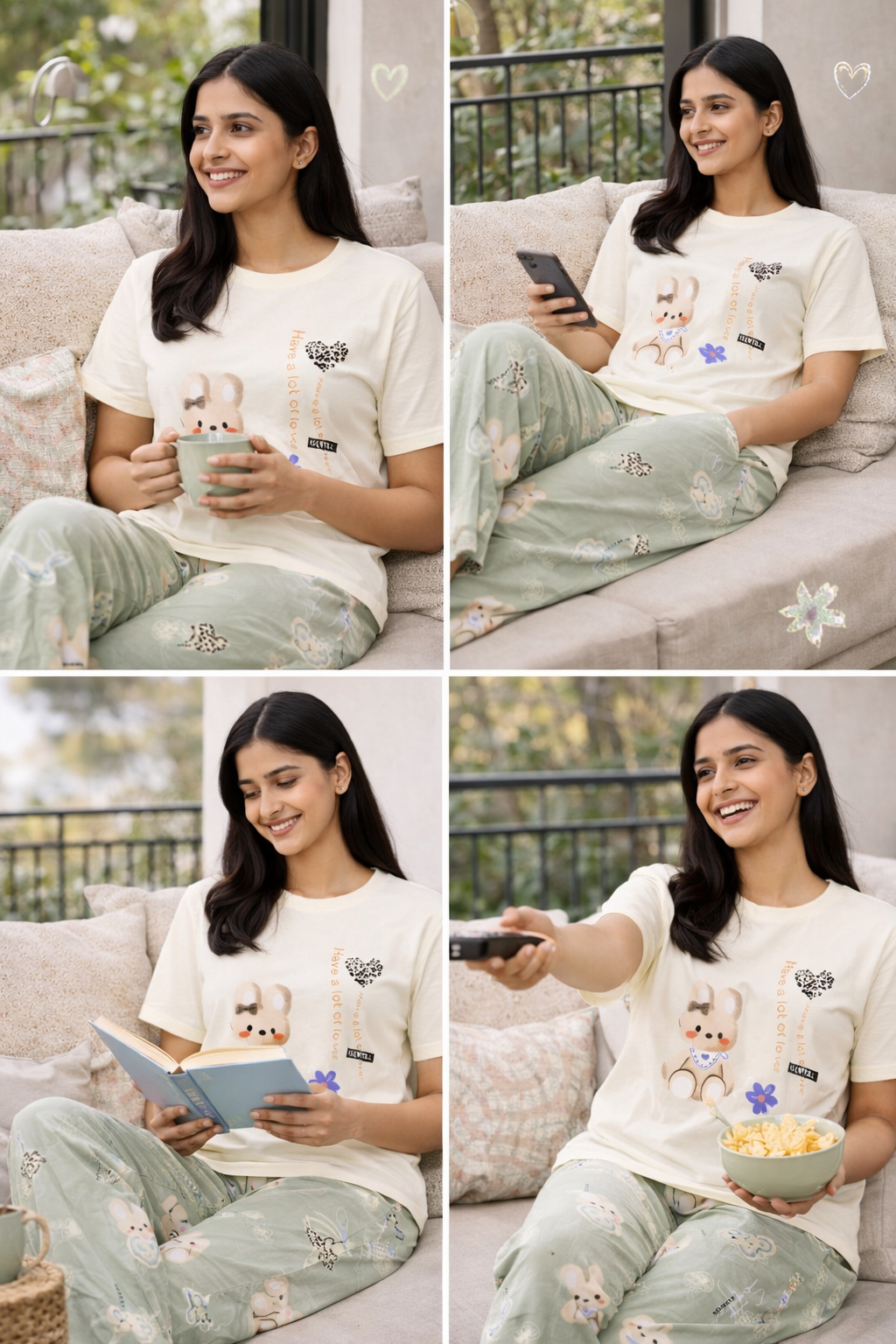 Women  Night Suit Set – Soft Printed Sleepwear with Half Sleeves & Full Length Pyjama