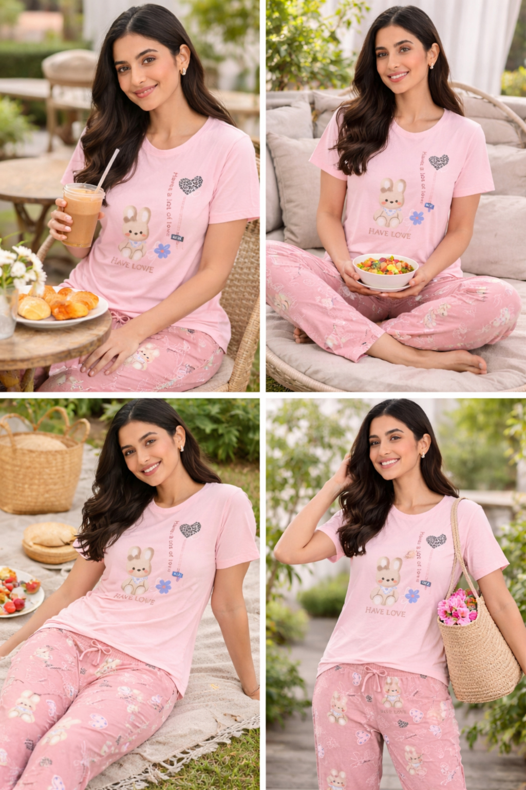 Women  Night Suit Set – Soft Printed Sleepwear with Half Sleeves & Full Length Pyjama