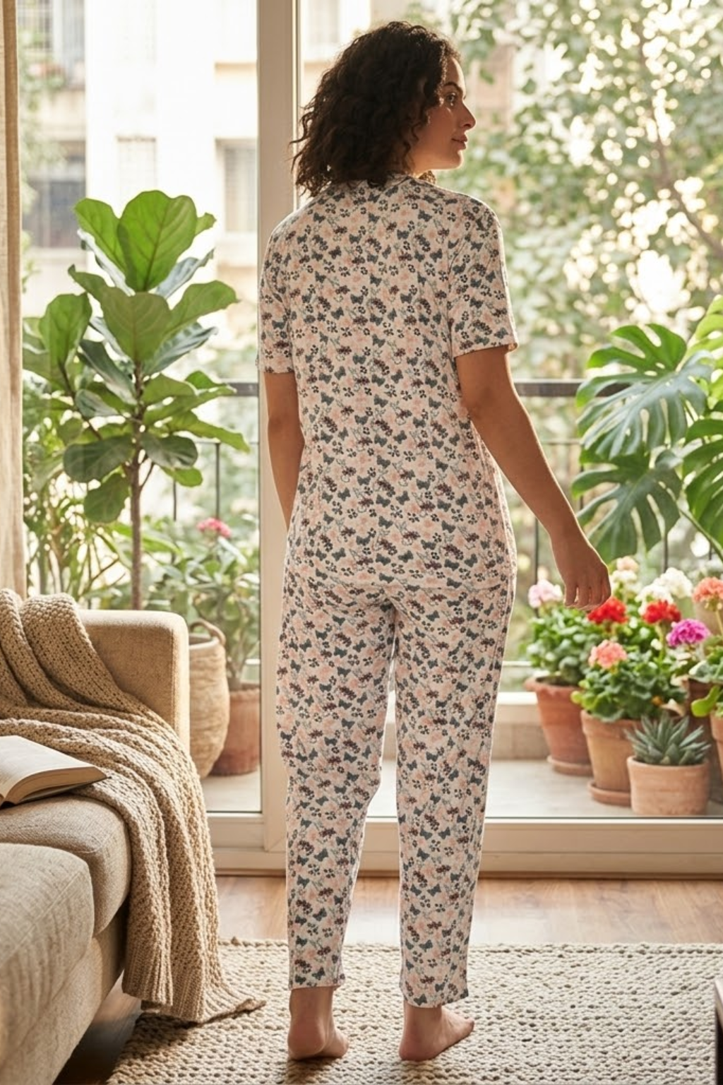 Camey Floral Printed Women Night Suit Set | Soft Cotton Blend Night Suit for Women