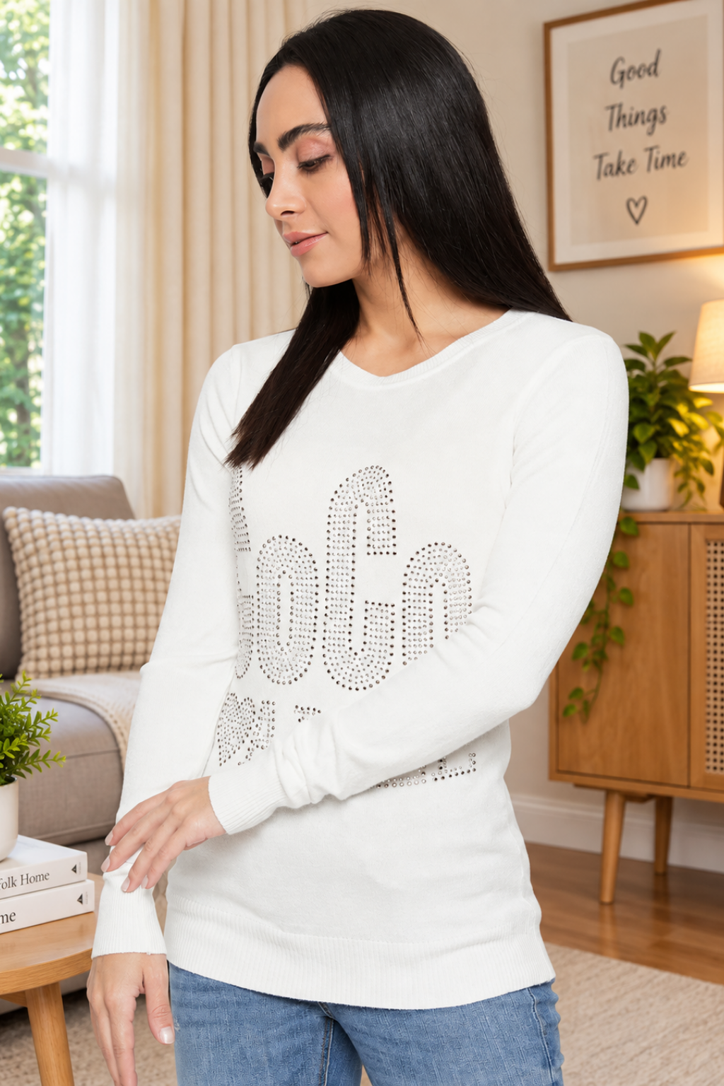 Women Woolen winter full sleeve coco stone print Round Neck top | Sweater
