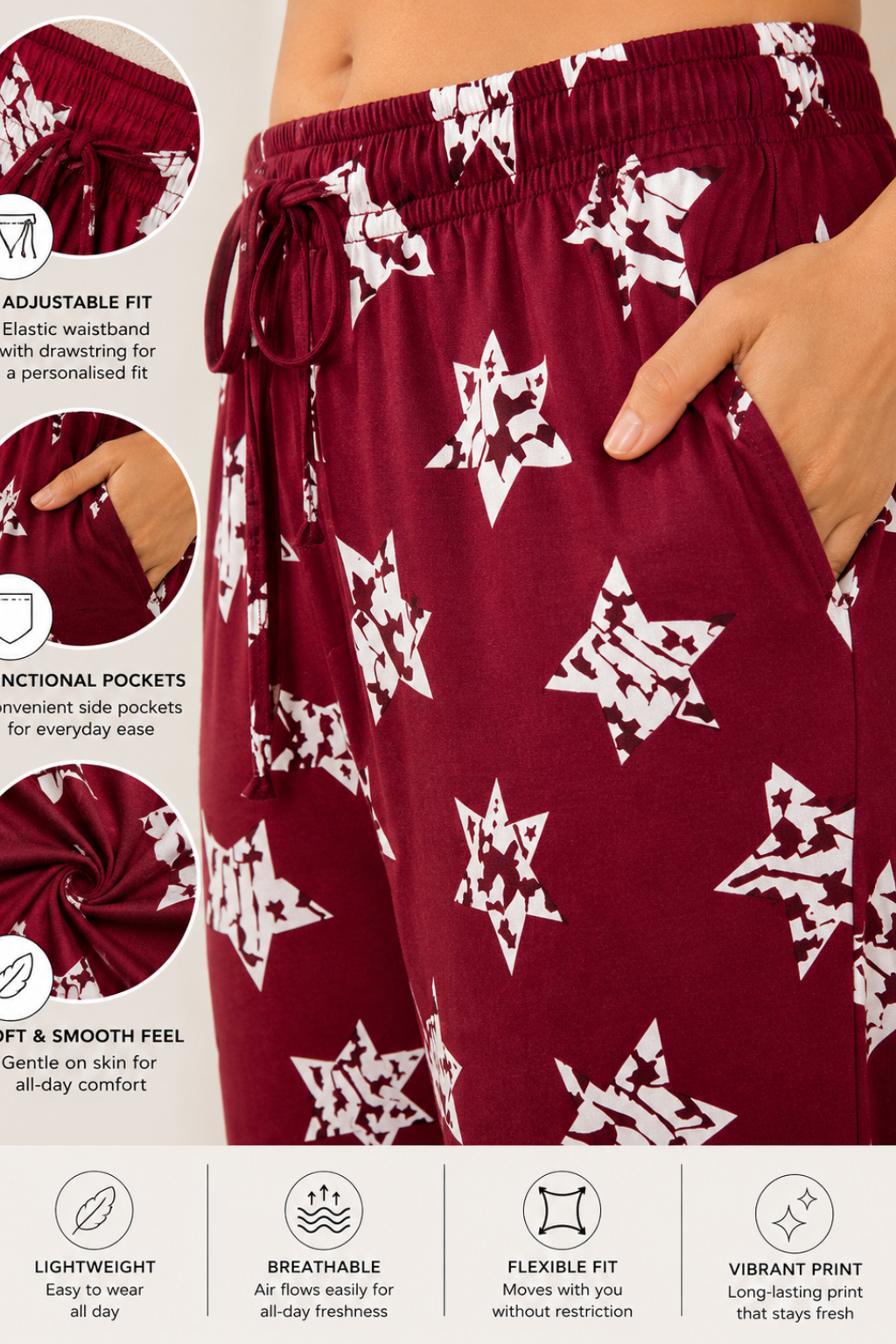 Camey Women's Printed Pyjama Pants, Lounge wear, Sleepwear