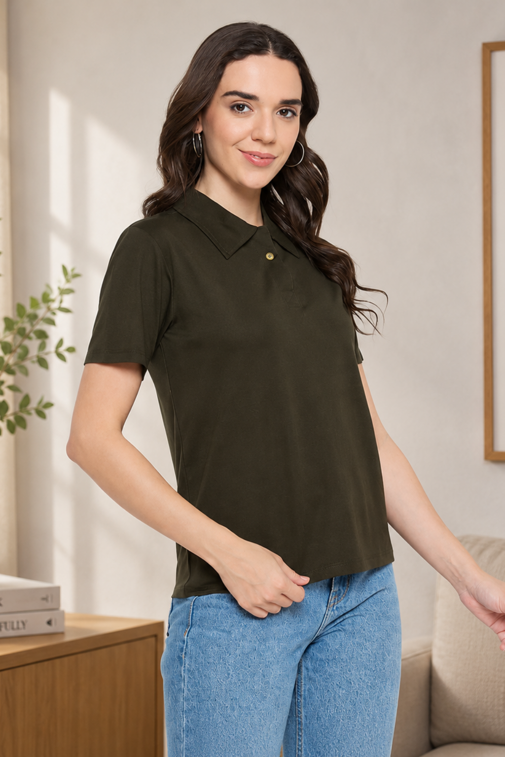 Camey Printed T-Shirts for Ladies – Fashion Meets Comfort | Women Classic Short Sleeve Polo T-Shirt, Collared Neck