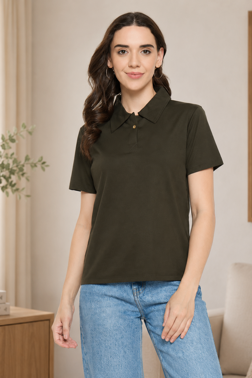 Camey Printed T-Shirts for Ladies – Fashion Meets Comfort | Women Classic Short Sleeve Polo T-Shirt, Collared Neck