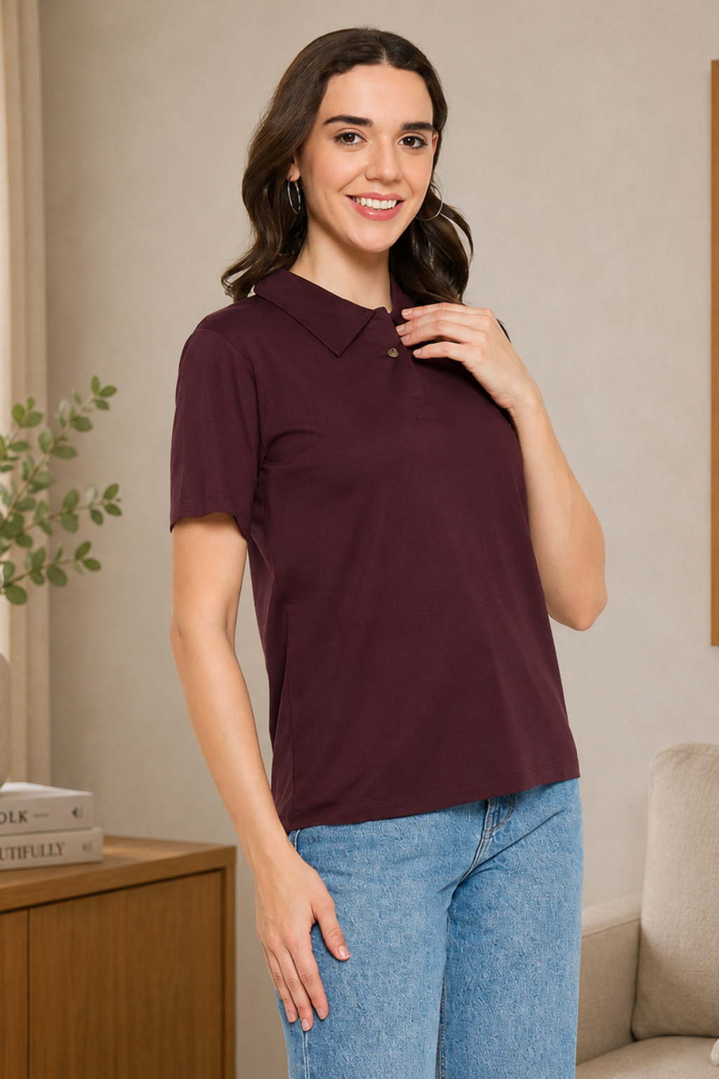 Shop Camey Women’s T-Shirts – Casual & Comfortable Fit | Women Classic Short Sleeve Polo T-Shirt, Collared Neck