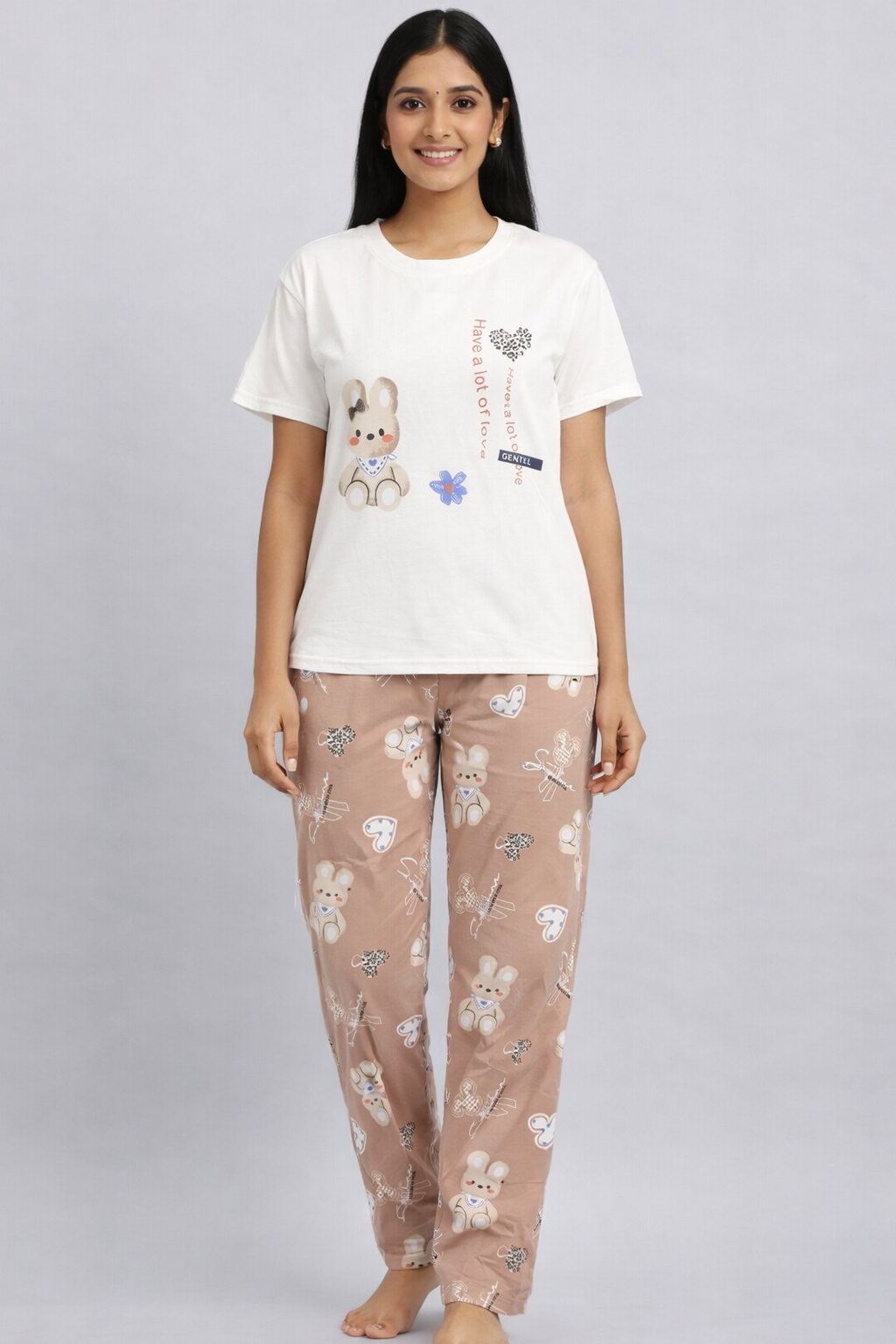 Women  Night Suit Set – Soft Printed Sleepwear with Half Sleeves & Full Length Pyjama