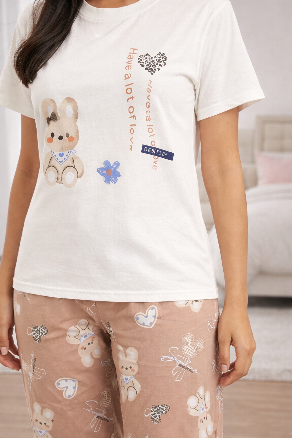 Women  Night Suit Set – Soft Printed Sleepwear with Half Sleeves & Full Length Pyjama