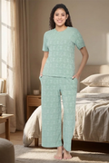 Top and Pyjama Set for Women Nightwear, Green