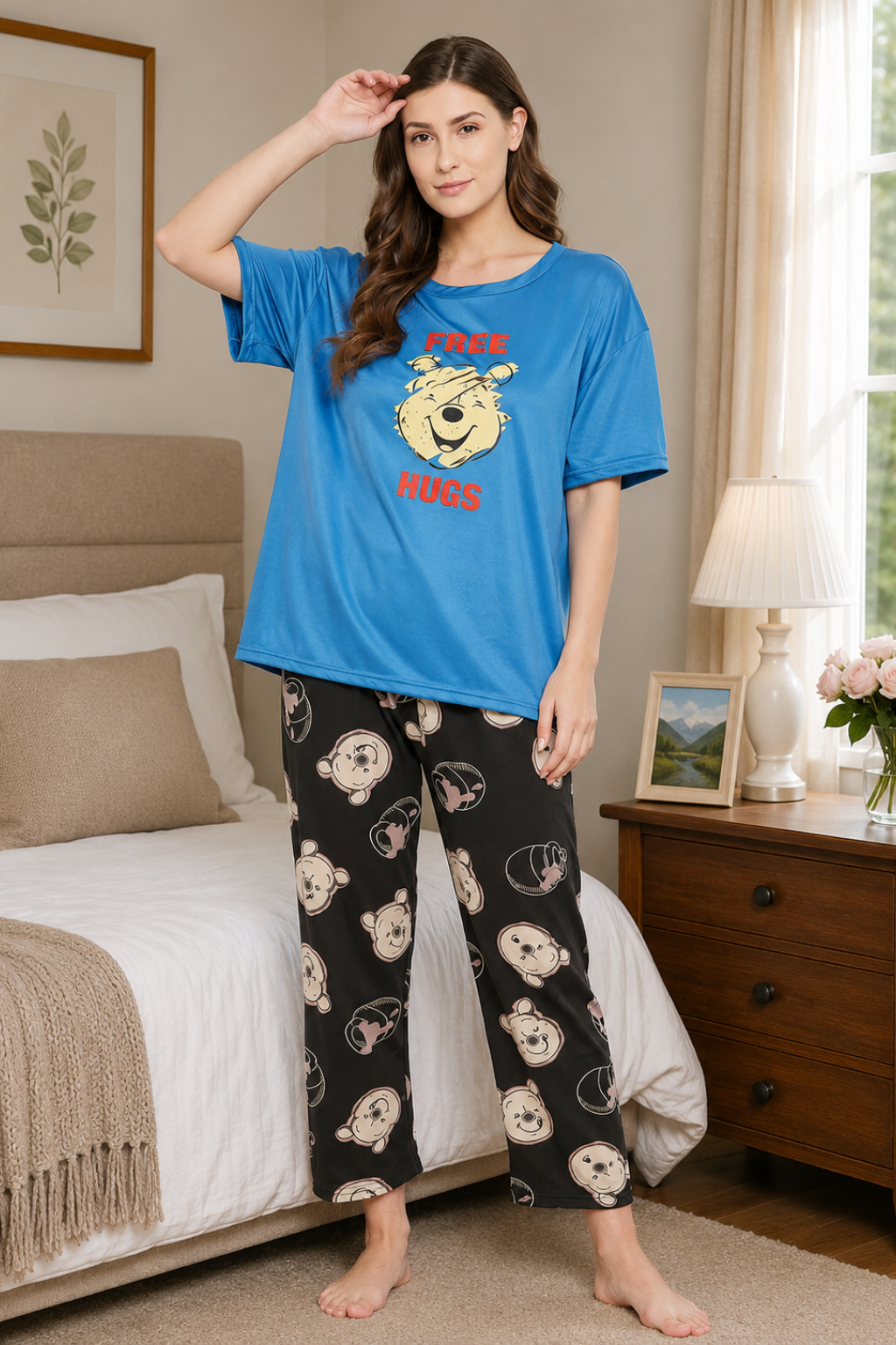 Print Me Pretty 3 Piece Set-Top, Pyjama & Shorts