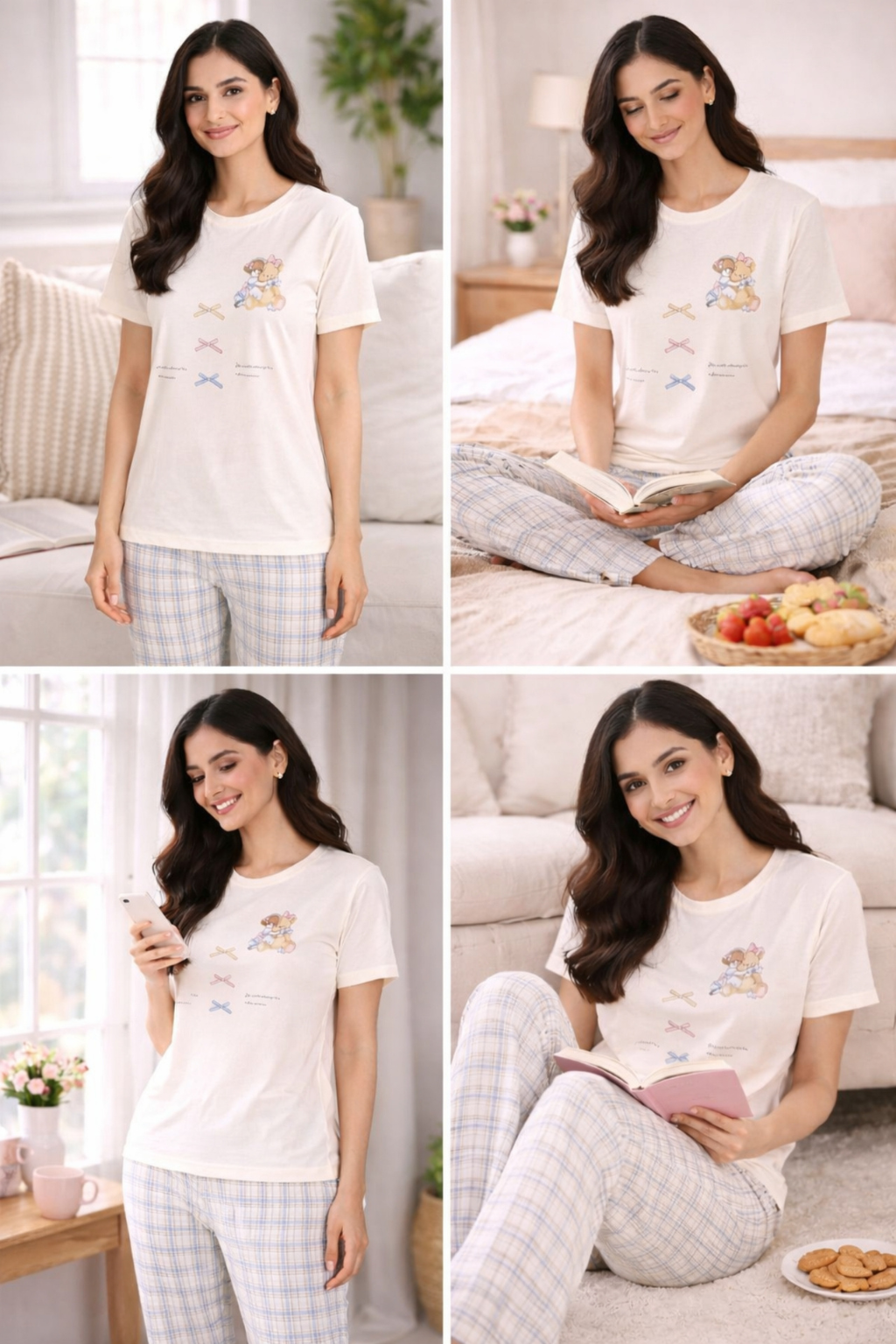 Women  Night Suit Set – Soft Printed Sleepwear with Half Sleeves & Full Length Pyjama