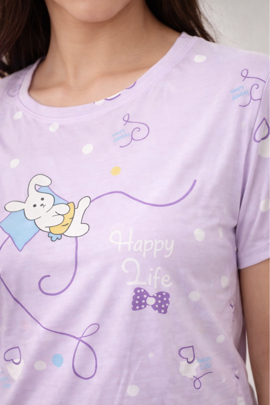Women Viscose Pyjama Set Cute Prints Nightwear Soft Breathable Sleepwear Short Sleeve Top & Full Length Pajama Pants Lounge Set