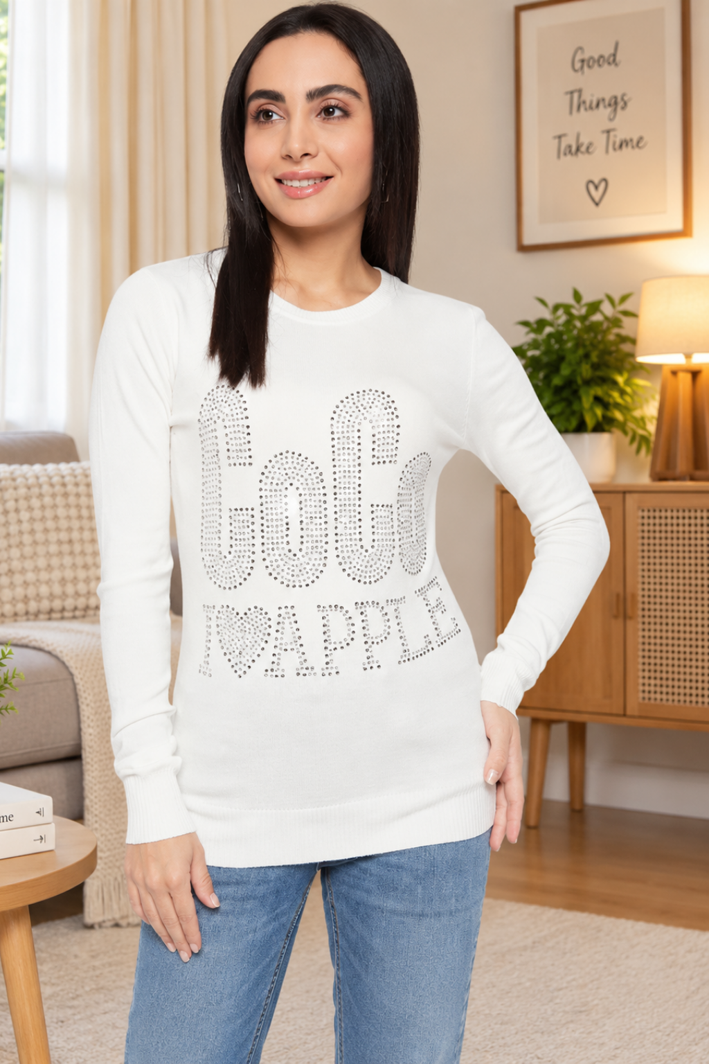 Women Woolen winter full sleeve coco stone print Round Neck top | Sweater