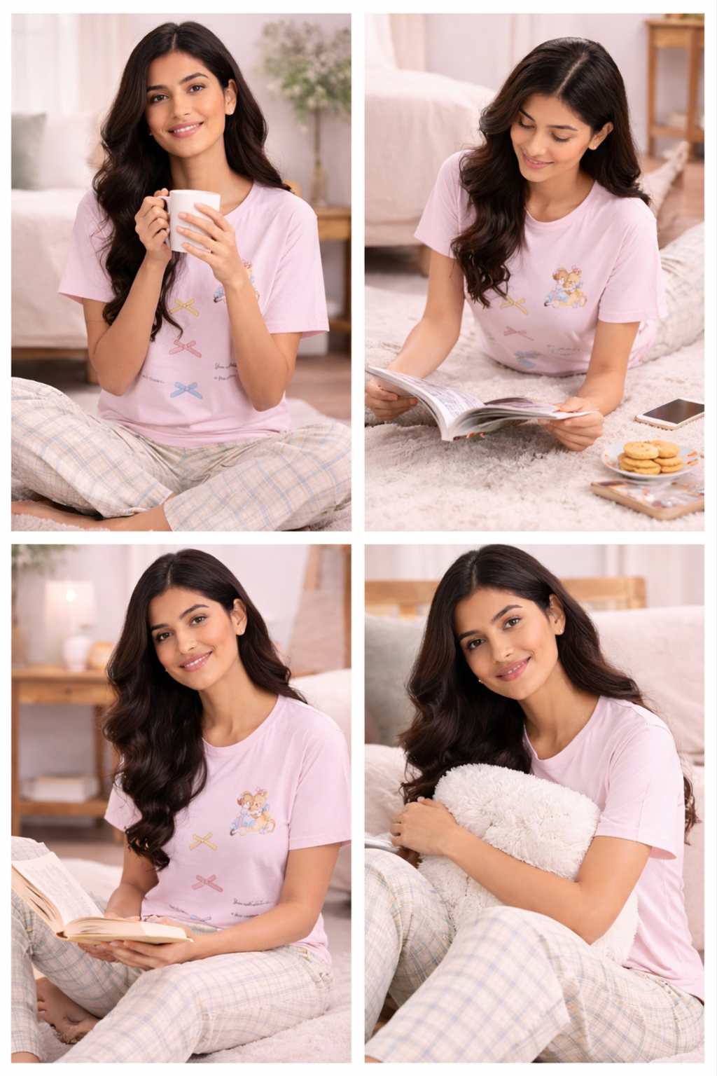 Women  Night Suit Set – Soft Printed Sleepwear with Half Sleeves & Full Length Pyjama
