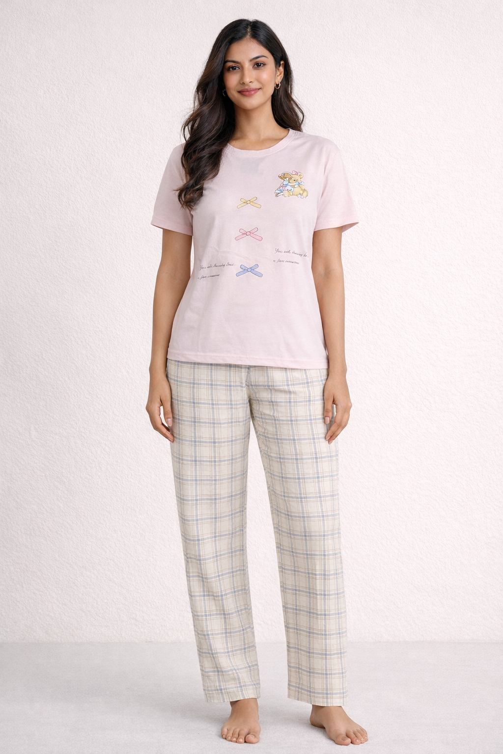 Women  Night Suit Set – Soft Printed Sleepwear with Half Sleeves & Full Length Pyjama