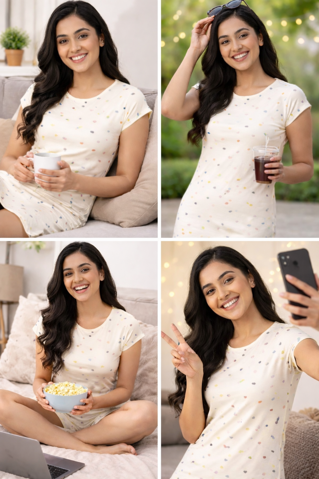 Women’s Knee Length Nighty | Soft Comfortable Sleepwear | Cap Sleeve Short Night Dress for Daily Wear